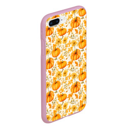 Чехол для iPhone 7Plus/8 Plus матовый Тыквы и осенние цветы - паттерн - фото 2