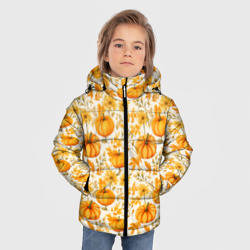 Зимняя куртка для мальчиков 3D Тыквы и осенние цветы - паттерн - фото 2