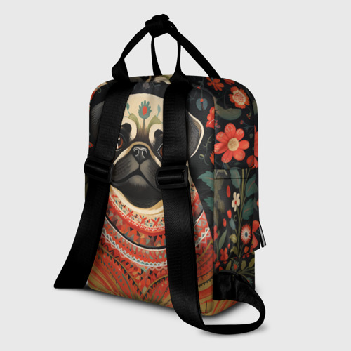 Женский рюкзак 3D Мопс в стиле фолк арт - фото 5