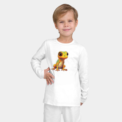 Детская пижама с лонгсливом хлопок Желтый геккон - прикольная ящерица - фото 2