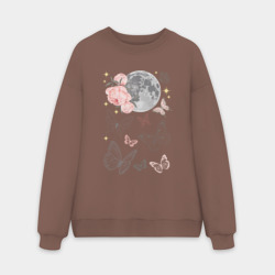 Мужской свитшот oversize без начеса хлопок Полная луна - ночь - бабочки
