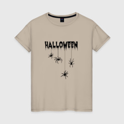 Женская футболка хлопок Хэллоуин весёлые пауки