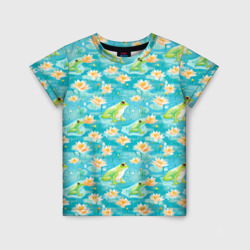 Детская футболка 3D Кувшинки и лягушки 