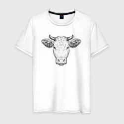 Мужская футболка хлопок Голова коровы