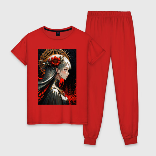 Женская пижама хлопок Blood Flower, цвет красный