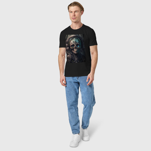Мужская футболка хлопок с принтом Dark-skelet, вид сбоку #3