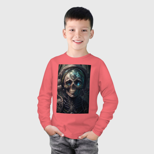 Детский лонгслив хлопок Dark-skelet, цвет коралловый - фото 3