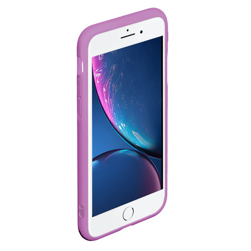 Чехол для iPhone 7Plus/8 Plus матовый с принтом Фиолетовые кибернетические схемы неон, фото на моделе #1