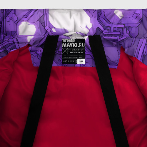 Женская зимняя куртка 3D с принтом Фиолетовые кибернетические схемы неон, фото #5
