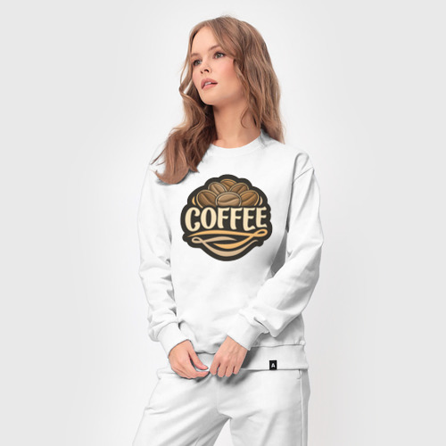 Женский костюм хлопок Coffee drink, цвет белый - фото 5