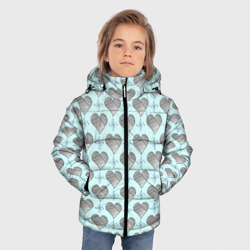 Зимняя куртка для мальчиков 3D Сердечко черно - белое и снежинка - фото 2