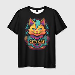 Мужская футболка 3D Городской котик