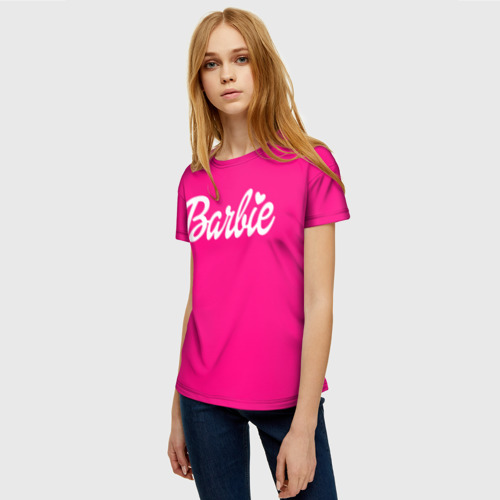 Женская футболка 3D с принтом Барби розовая, фото на моделе #1