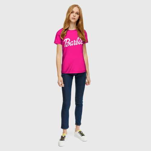 Женская футболка 3D с принтом Барби розовая, вид сбоку #3