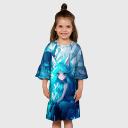 Детское платье 3D Снежная лиса в стиле аниме - фото 2