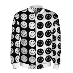 Мужской бомбер 3D Smiley black and white