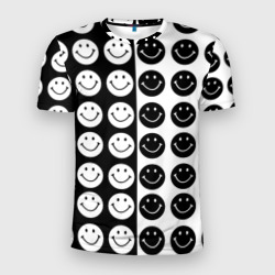 Мужская футболка 3D Slim Smiley black and white