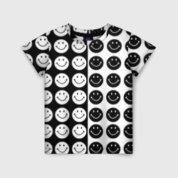 Детская футболка 3D Smiley black and white