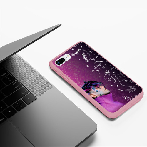Чехол для iPhone 7Plus/8 Plus матовый с принтом Лил Пип тату фиолетовый, фото #5