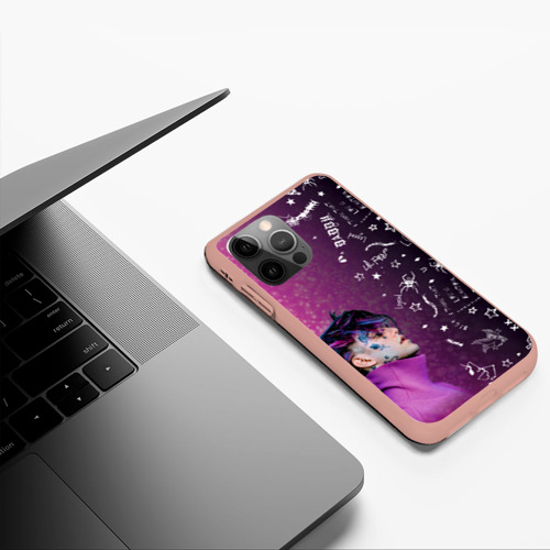 Чехол для iPhone 12 Pro Max с принтом Лил Пип тату фиолетовый, фото #5