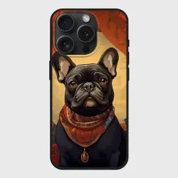 Чехол силиконовый для Apple iPhone 15 Pro Мax матовый Французский бульдог в стиле фолк арт