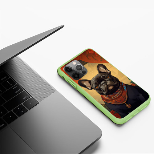 Чехол для iPhone 12 Pro Max с принтом Французский бульдог в стиле фолк арт, фото #5