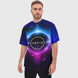 Мужская футболка oversize 3D Starfield space logo - фото 2