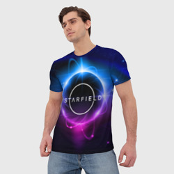 Мужская футболка 3D Starfield space logo - фото 2