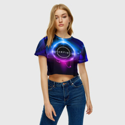 Женская футболка Crop-top 3D Starfield space logo - фото 2