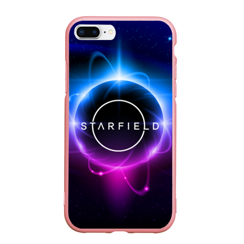 Чехол для iPhone 7Plus/8 Plus матовый с принтом Starfield space logo, вид спереди #2