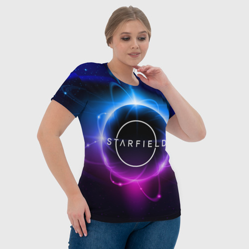 Женская футболка 3D с принтом Starfield space logo, фото #4