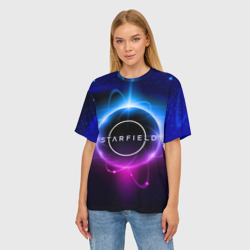 Женская футболка oversize 3D Starfield space logo - фото 2