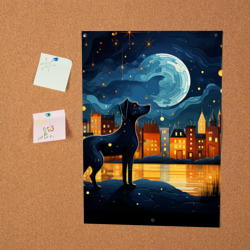 Постер Собака на фоне ночного города в стиле Фолк Арт - фото 2