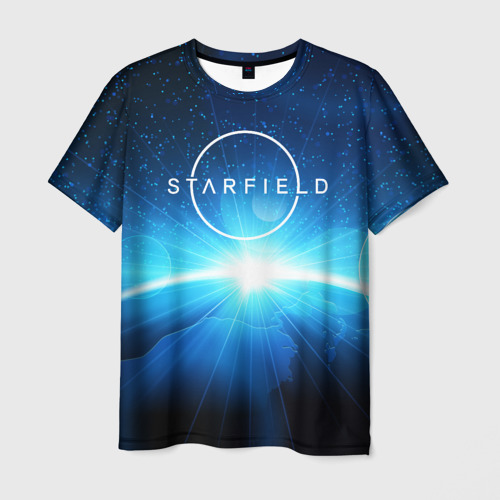 Мужская футболка с принтом Logo Starfield space, вид спереди №1