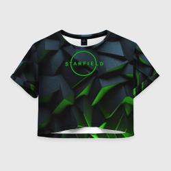 Женская футболка Crop-top 3D Starfield black green logo