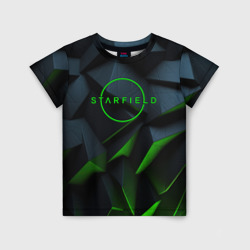 Детская футболка 3D Starfield black green logo