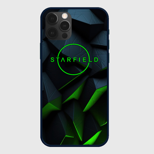 Чехол для iPhone 12 Pro с принтом Starfield black green logo, вид спереди #2