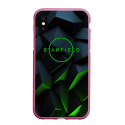 Чехол для iPhone XS Max матовый Starfield black green logo