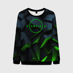 Мужской свитшот 3D Starfield black green logo