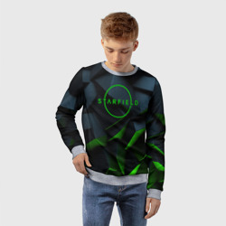 Детский свитшот 3D Starfield black green logo - фото 2