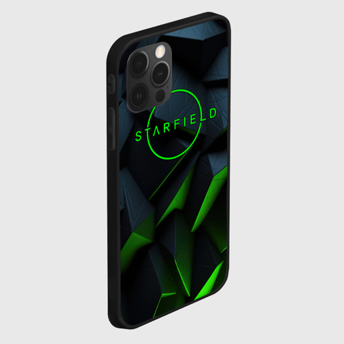 Чехол для iPhone 12 Pro с принтом Starfield black green logo, вид сбоку #3