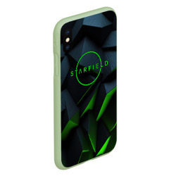 Чехол для iPhone XS Max матовый Starfield black green logo - фото 2