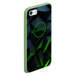 Чехол для iPhone 5/5S матовый Starfield black green logo - фото 2