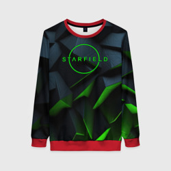 Женский свитшот 3D Starfield black green logo