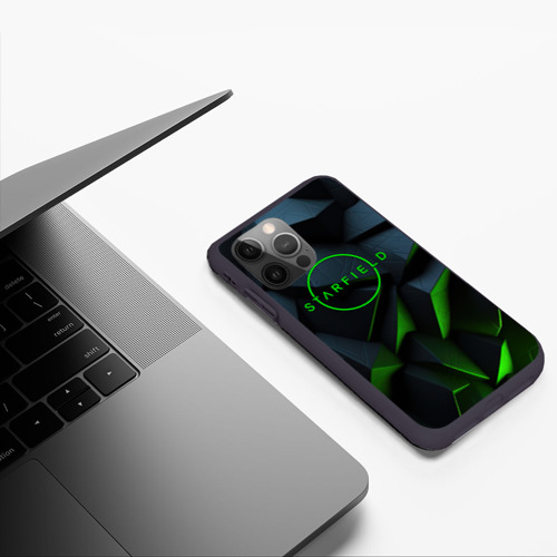 Чехол для iPhone 12 Pro с принтом Starfield black green logo, фото #4