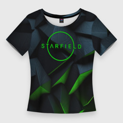 Женская футболка 3D Slim Starfield black green logo