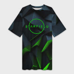 Платье-футболка 3D Starfield black green logo