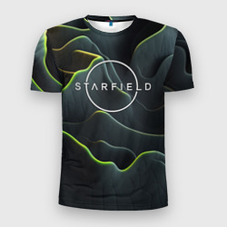 Мужская футболка 3D Slim Starfield logo green texture