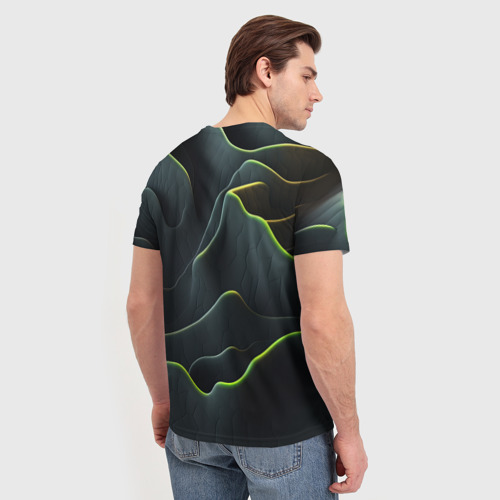 Мужская футболка 3D с принтом Starfield logo green texture, вид сзади #2