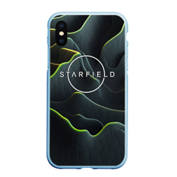 Чехол для iPhone XS Max матовый Starfield logo green texture